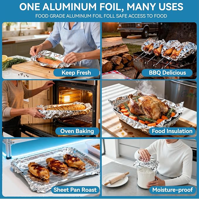 Aluminum Foil Roll, 12in x 500Sq Ft Aluminum Foil, Thick Strong Tin Foil - Image 5