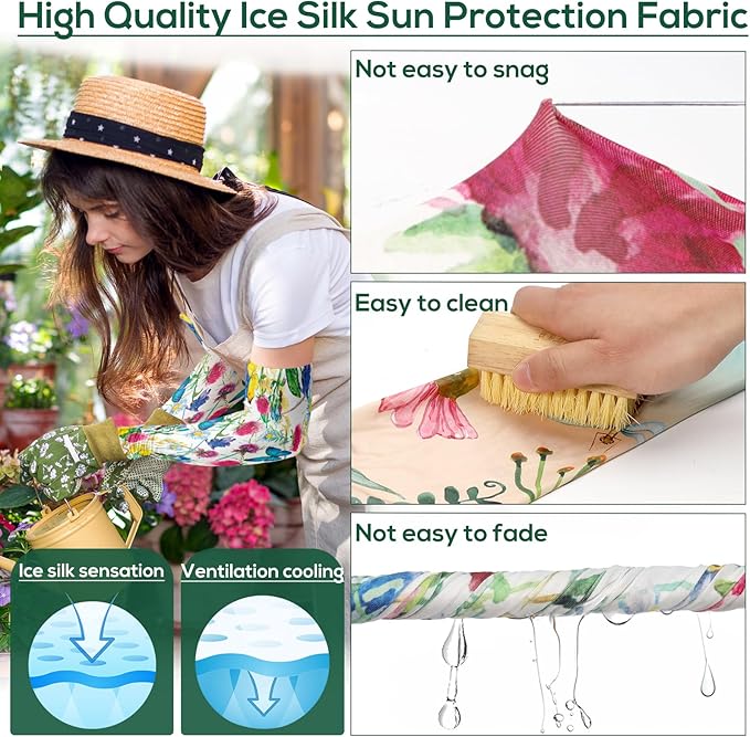 YUNVI Gardening Sleeves Farm Sun Protection Cooling Arm Sleeves to Cover Arm for Women