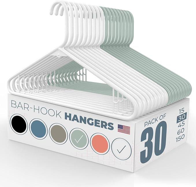 Plastic Hangers 30 Pack – Made in the USA – 6lb Capacity Standard Clothes by NeatiesHangers