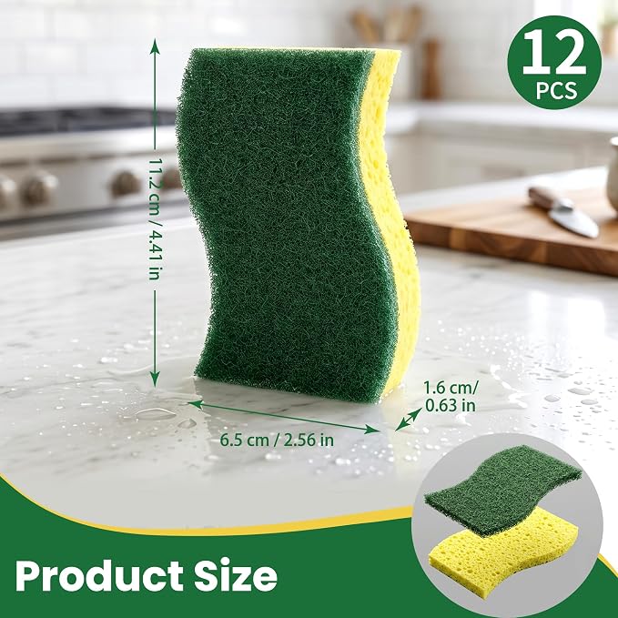 12 Count Heavy Duty Scrub Dish Sponges, Dual Sided, - Image 2