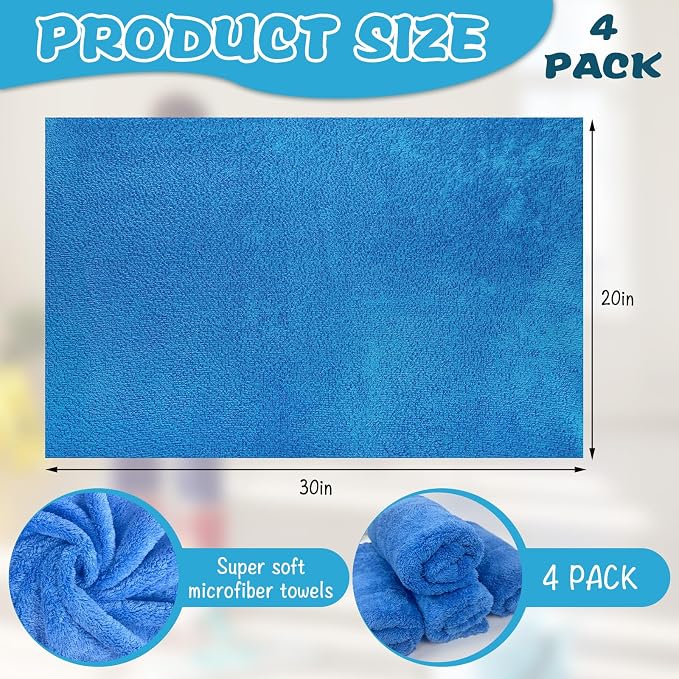 4 Pcs Extra Large Microfiber Cleaning Cloth, Lint and Streak Free - Image 2