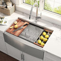33 Inch Workstation Farmhouse Kitchen Sink 16 Gauge Stainless Steel Undermount Apron Front Sinks with Accessories Combo 33" x 21" x 10"