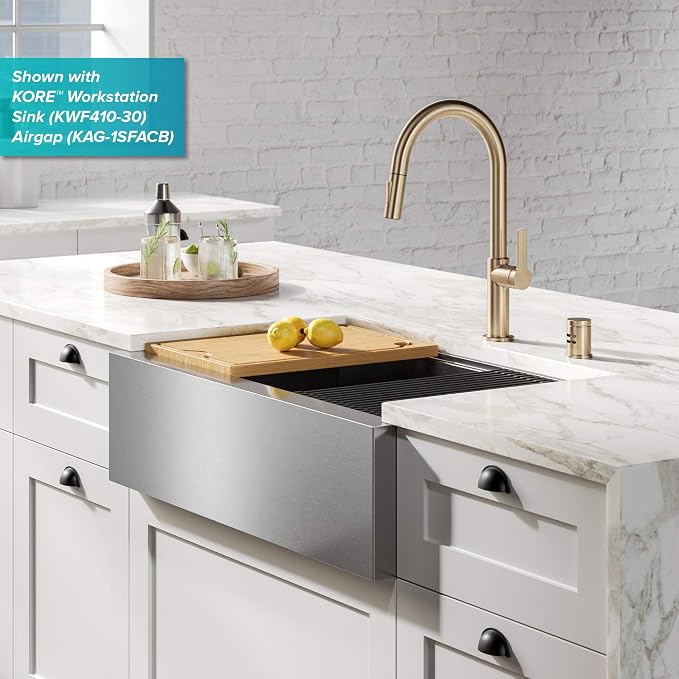 KRAUS Champagne Bronze Pull Down Kitchen Faucet KPF-2820SFACB | 360-degree - Image 11