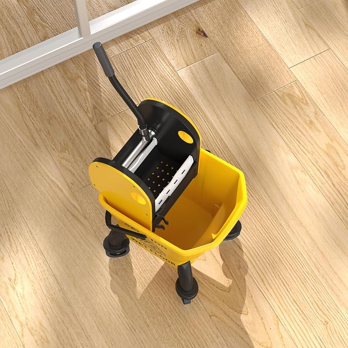 HOMCOM Mop Bucket with Wringer on Wheels, 27.5 Quart, with Mop - Image 8