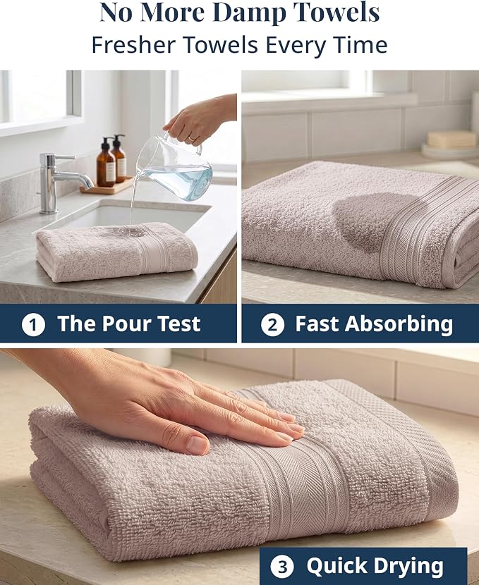 LANE LINEN Soft Hand Towels 100% Cotton 4 Pack Soft Absorbent - Image 4