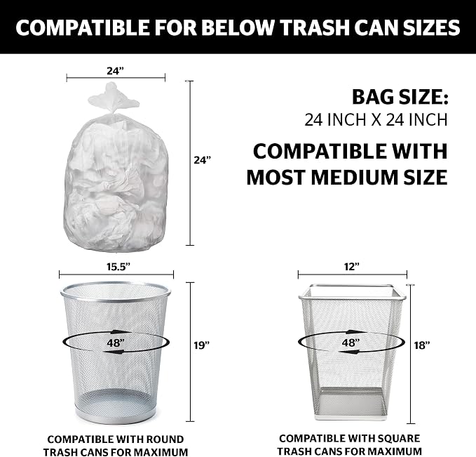 Aluf Plastics 10 Gal Clear Trash Bags, 8 Micron - Image 7