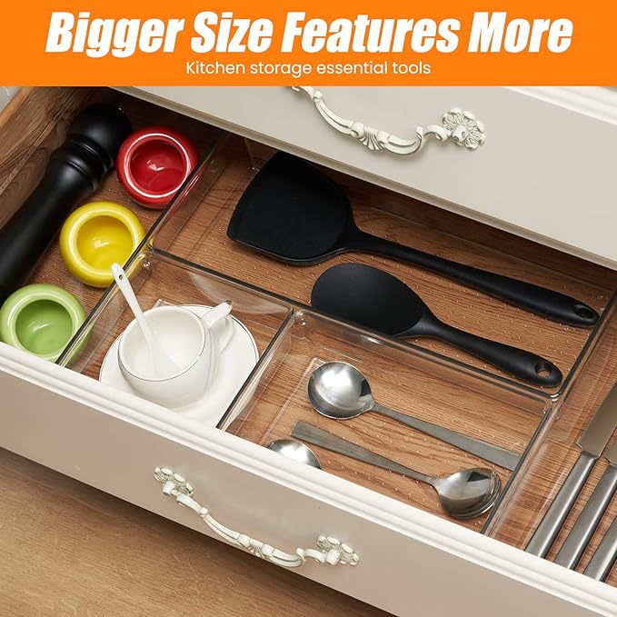 6 Pcs Large Size Clear Drawer Organizer Set, Acrylic Non Slip Non Cracking - Image 6