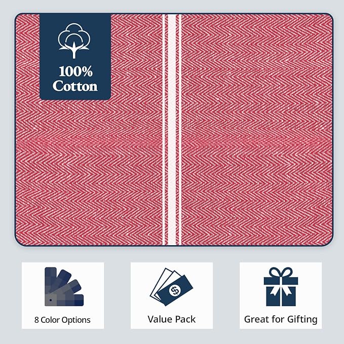 LANE LINEN Dish Drying Towels 100% Cotton Absorbent Lint-Free 6 Pack - Image 6