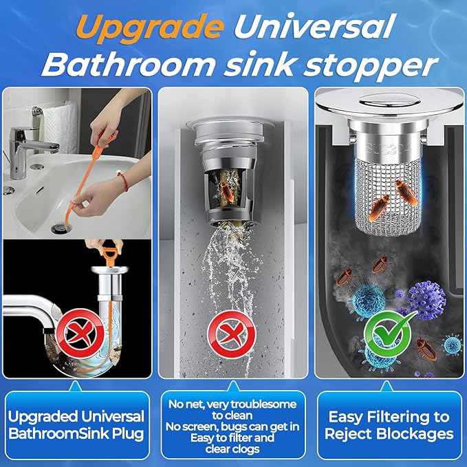 Bathroom Sink Drain Strainer, Pop-up Sink Drain Strainer - Image 6