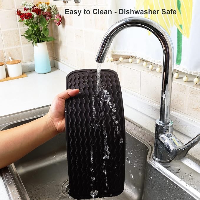 ZLR Small Dish Drying Mat for Kitchen Counter, Coffee | Narrow Silicone Drainer - Image 4