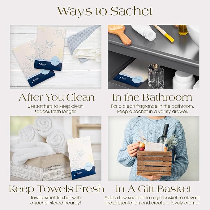 Gardenia Scented Sachets Pack of 6, Spring and Summer - Image 5