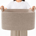 96L Woven Laundry Basket with Handles, Extra Blanket Basket by HZFTJOY