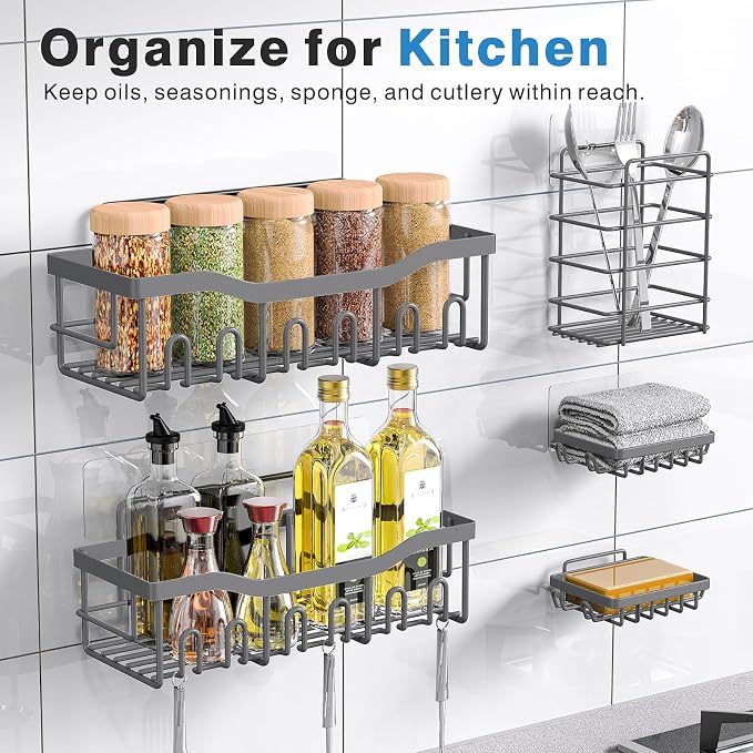 Shower Caddy 5 Pack, Adhesive Shower Organizer - Image 6