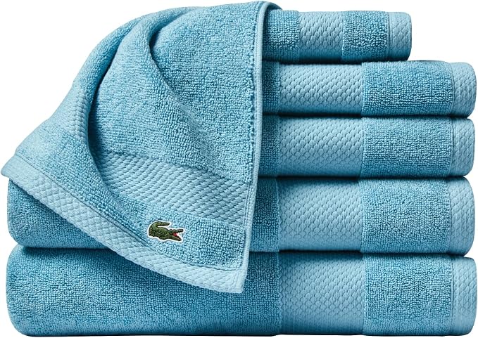 Lacoste Heritage Supima Cotton 6-Piece Towel Set, Celestial | Highly Absorbent by Unknown