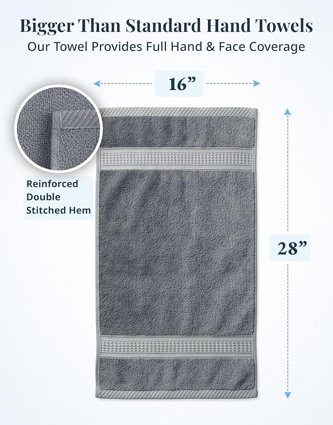 LANE LINEN Bath Hand Towels 100% Cotton 4 Pack 16x28 - Image 3