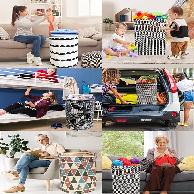 Waterproof Laundry Hamper Collapsible Laundry Basket Leather Handle Laundry Bag - Image 7