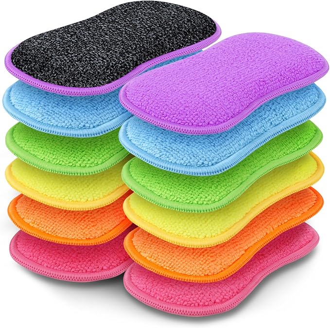 GLIMGLINT 12 Pack Dish Sponges Kitchen, Non-Scratch Microfiber Sponges | by Unknown