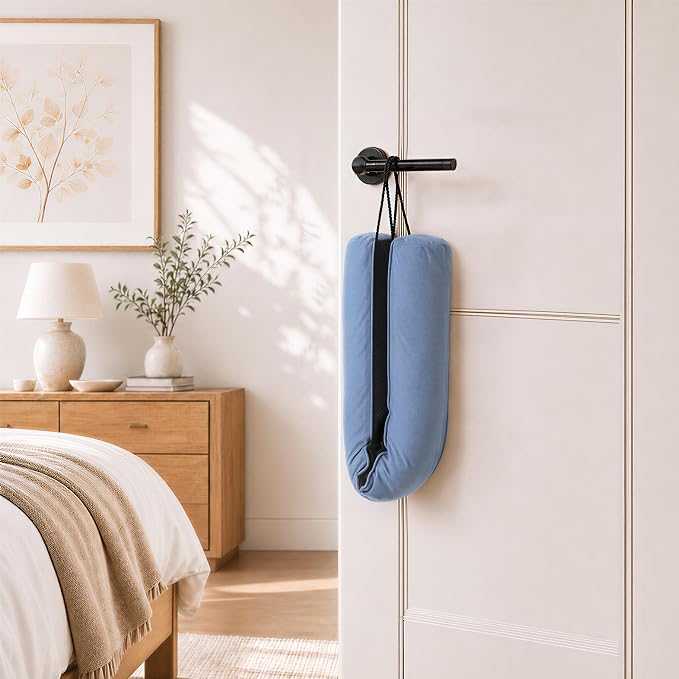 Sunolga Door Draft Stopper, Removable Washable Cover, Dusty Blue | Weighted Gap - Image 6
