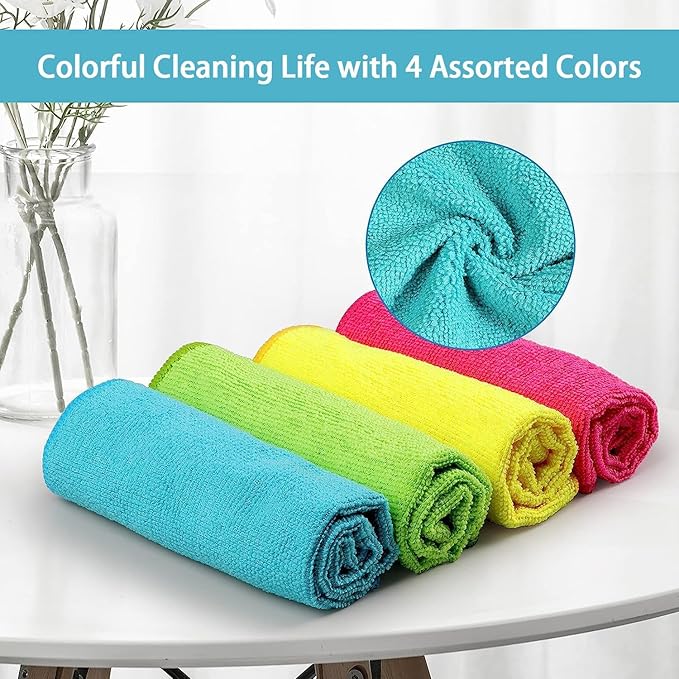 HOMEXCEL 12PK Microfiber Cleaning Cloth, Cleaning Rag - Image 3