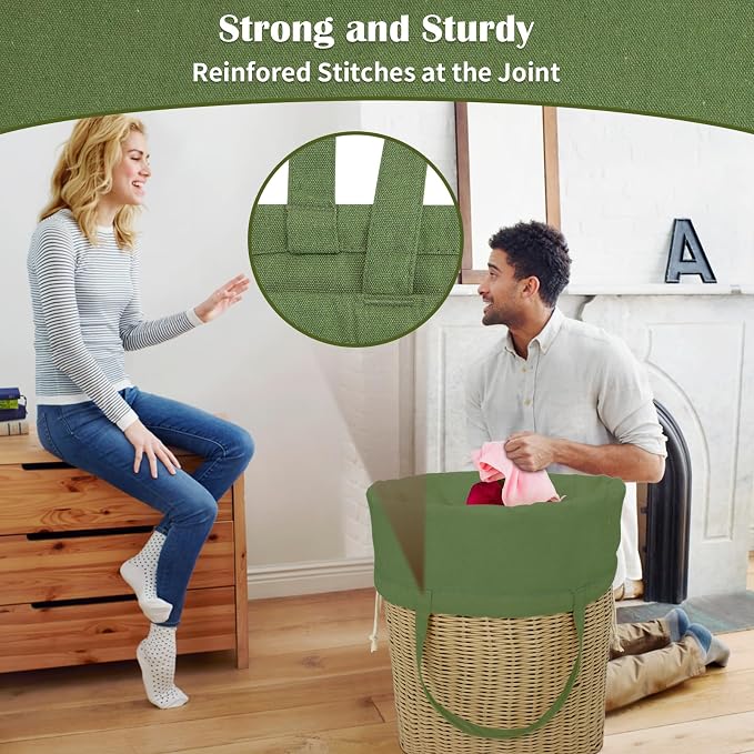 Canvas Laundry Bags with Handles & Square Base 16"Wx16"D x27.6"H - Image 7