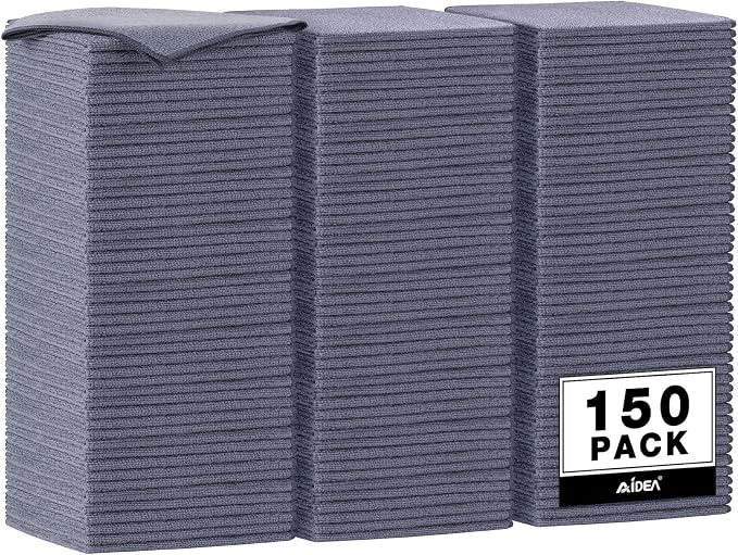 AIDEA Microfiber Cleaning Cloth Grey 150PK, Shop Towels Shop Rags 12×12" | by AIDEAHOME