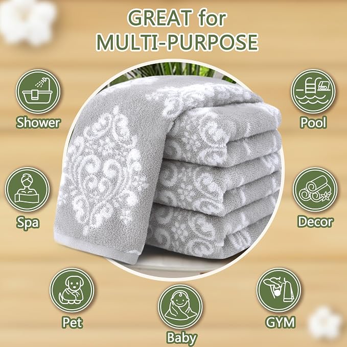 Hand Towels for Bathroom, Decorative Hand Towel, Damask Towel Gift Set - Image 4