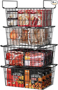 Orgneas Freezer Organizer Bins, 4 Pcs Stacking Chest Freezer Baskets for 7.0 Cu.Ft Deep Freezer Add Space Sort Store Frozen Food, Easy Reach From Bottom Freezer Storage Baskets with Large Capacity