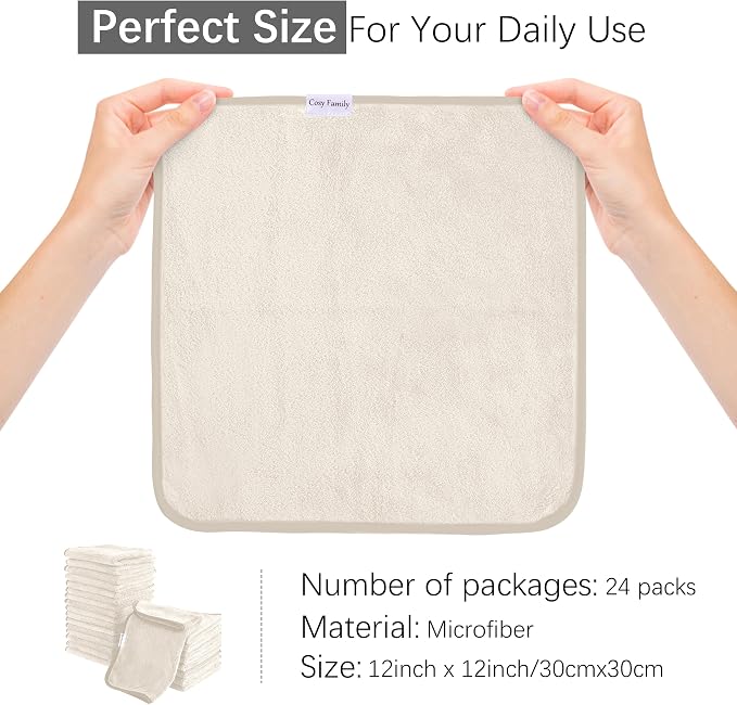 Cosy Family 24 Pack Soft Washcloths Set - Image 5