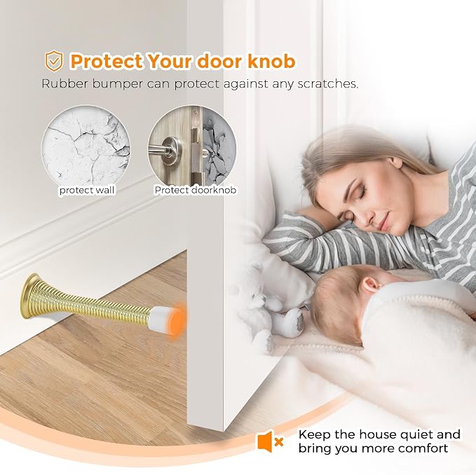 Ravinte Door Stoppers, 24 Pack Gold Spring Door Stops - Image 6