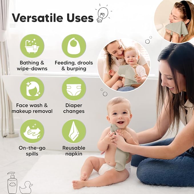 6-Pack Baby Washcloths, Soft Absorbent Washcloths - Image 6