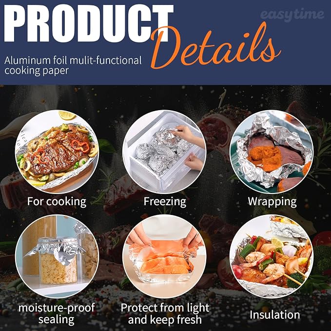 Aluminum Foil Roll, Aluminum Foil 12in x 147ft, 3 Pack of 12in x 49ft Foil - Image 4
