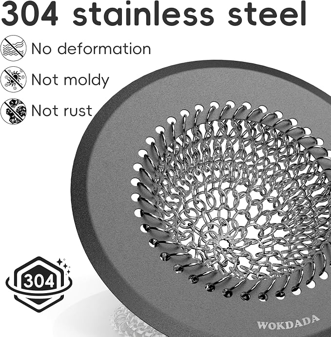 Shower Hair Drain Catcher, 4.4" Anti-Clog Bathtub Drain Cover, Dark Gray | - Image 3