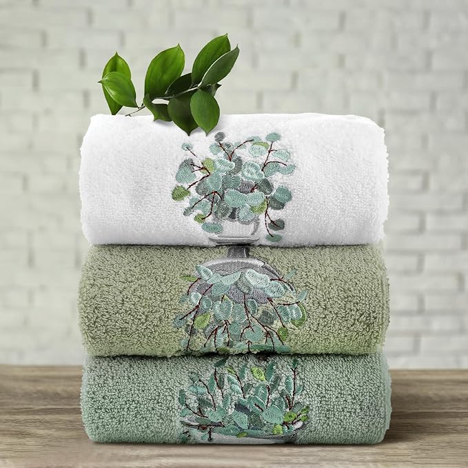 3 Pcs Eucalyptus Leaves Hand Towels - Image 5