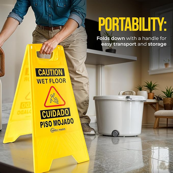 Simpli-Magic 24" Height Wet Floor Caution Signs, 6 Pack – Double-Sided - Image 3