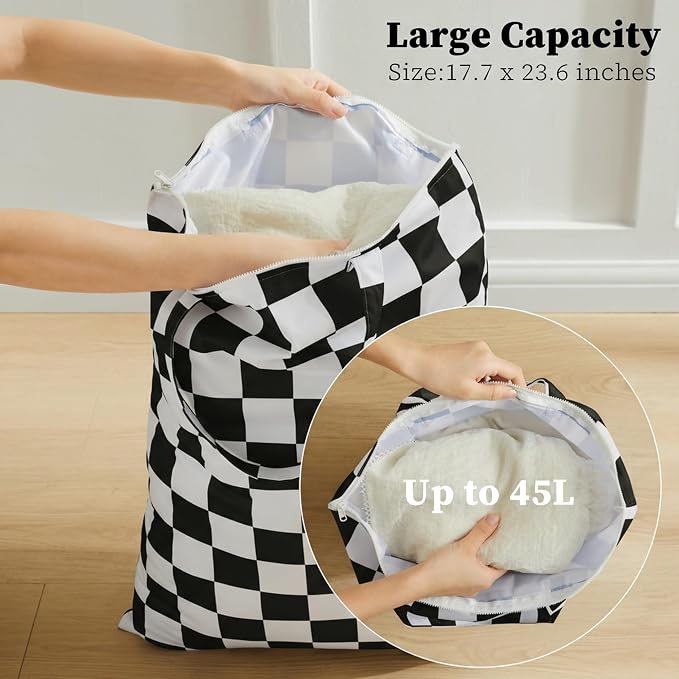 Ohocut Checkered 2 Pcs Large Travel Laundry Bags - Image 6