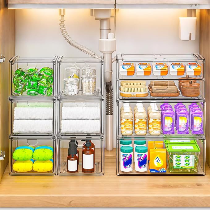 caktraie 6-Pack Acrylic Stackable Storage Drawers - Image 4