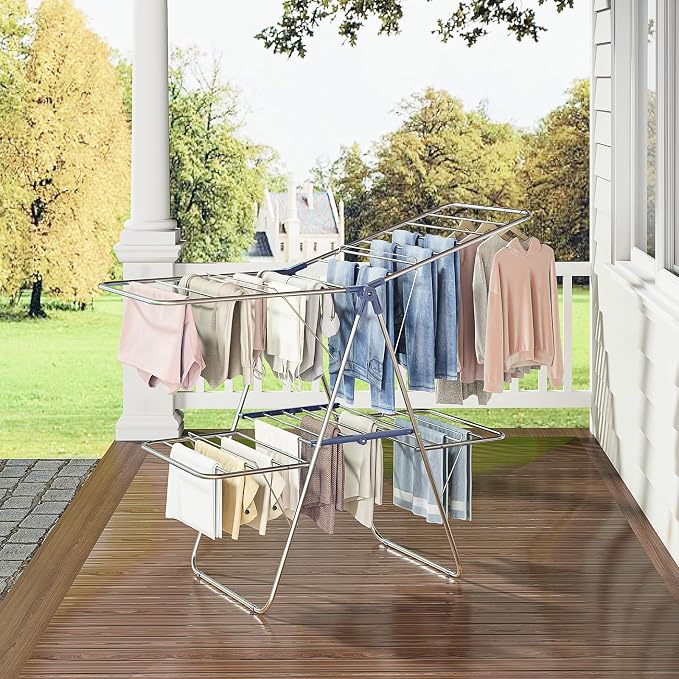 Large Stainless Steel Clothes Drying Rack, Generous Drying Area | Foldable - Image 3