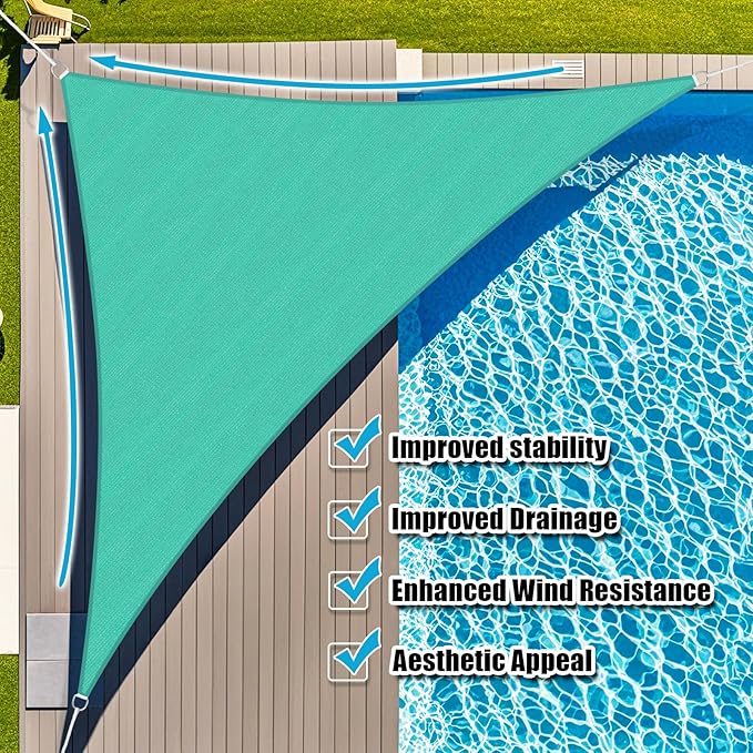 Amagenix Sun Shade Sail 19X19X19 Curved Edge Outdoor Shade Canopy Turquoise Breathable 95% UV Block Shade Cloth for Patio Garden Backyard (We Make Custom Size)