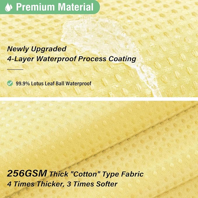 Dynamene Long Waffle Shower Curtain 256 GSM Heavy Fabric 72x78 Yellow - Image 4