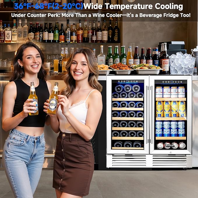 BODEGACOOLER Back Bar Cooler With 2 Glass Doors,30 Inch Wine and Beverage Refrigerator with Digital Touch,Counter Height Commercial Beverage Refrigerator, Beverage Cooler Holds 31 Bottles and 92 Cans.