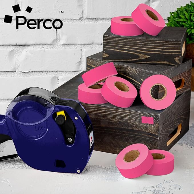 Perco 1 Line Fluorescent Pink Labels - Case of 30 Sleeves, 240,000 Blank Pricing Labels for Perco Lite, X, Plus and Pro 1 Line Price and Date Guns