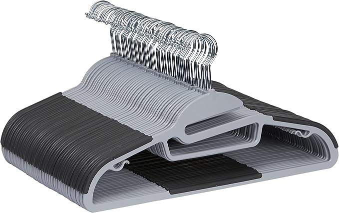 Amazon Basics Space Saving Non-Slip Rubber Coated Plastic Hangers by AmazonBasics