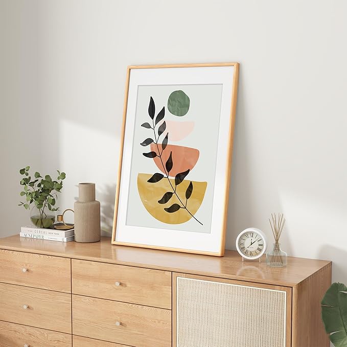 Axeman 20x30 Oak Frame - Rounded Corner 20 x 30 Poster Frame Matted to 16x24 - Natural Oak Wood Picture Frame with Tempered Glass for Wall Mount Display