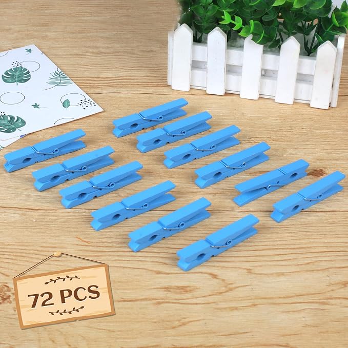 72 Pcs Colorful Wooden Clothes Pins, 2.9 Inch Clothes Pins - Image 5