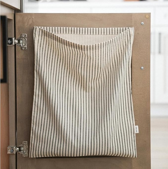 Reusable Dirty Rag Storage Linen Bag, Vertical Stripes - Image 2
