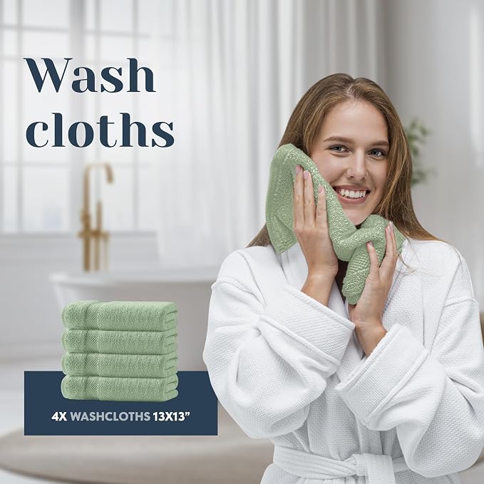 White Classic Luxury Bath Towel Set of 8 Pieces - Image 7