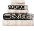 SKL Home CloudSoft/Nador Bath Towel Set-6pc, 100% Cotton, Oatmeal/Black | 2 by SKLHomebySaturdayKnightLtd