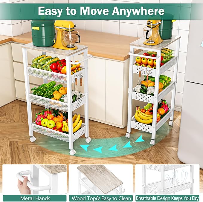 Vivihomety 4-Tier Laundry Utility Rolling Storage Cart - Image 7