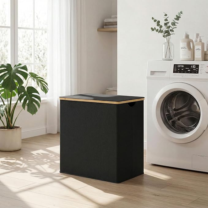 efluky Laundry Hamper with Lid, Double Laundry Basket with 2 Removable Bags - Image 7