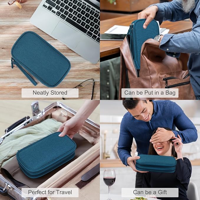 FYY Electronic Organizer, Travel Tech Pouch Bag, Dark Green | Wrist Strap - Image 7
